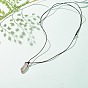 Natural Gemstone Nugget Pendant Necklace with Cowhide Leather Cord for Women