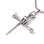 Alloy Cross with Skull Pendant Necklace with 201 Stainless Steel Box Chains, Gothic Jewelry for Men Women