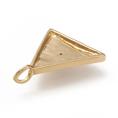 Brass Pendants, with Cubic Zirconia, Triangle with Eye, Black, Real 18K Gold Plated
