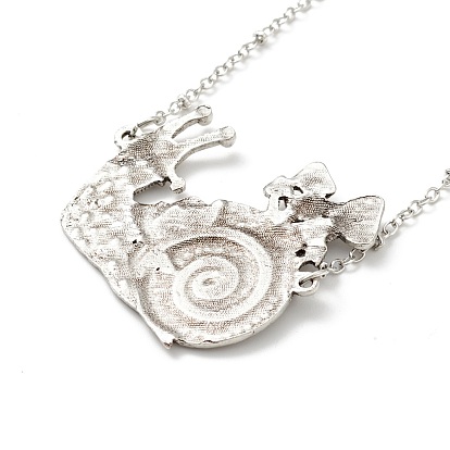 Alloy Snail with Mushroom Pendant Necklace with Resin Beaded, Gothic Jewelry for Men Women