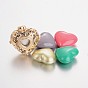 Eco-Friendly Rack Plating Brass Cage Pendants, Chime Ball Pendants, Hollow Heart, with Random Color No Hole Spray Painted Brass Beads, Cadmium & Nickel & Lead Free, 31x32x17mm, Hole: 9x3.5mm