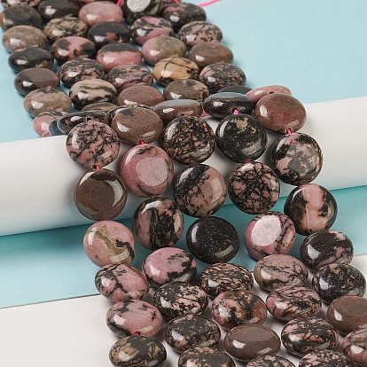 Perlas naturales rhodonite hebras, plano y redondo
