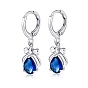 Platinum Tone Stainless Steel Dangle Earrings, with Cubic Zirconia