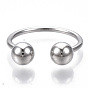 Alloy Cuff Rings, Open Rings, with Round Immovable Beads