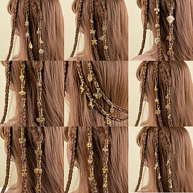 Плетеная заколка для волос в стиле хип-хоп, сплав снежинка, винтажная подвеска в виде луны, кольцо для волос, модные аксессуары для кос