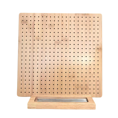Planche de blocage carrée en bambou au crochet, avec 15 broches de positionnement en acier