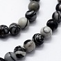 Hilos de piedra natural de seda negra / hilos de perlas de netstone, rondo
