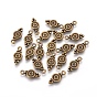 Tibetan Style Alloy Charms, Lead Free and Cadmium Free, Flat Round, 16x7x1.5mm, Hole: 1.5mm