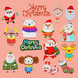 Christmas Themed Computerized Embroidery Cloth Self Adhesive Patches, Stick On Patch, Costume Accessories, Appliques