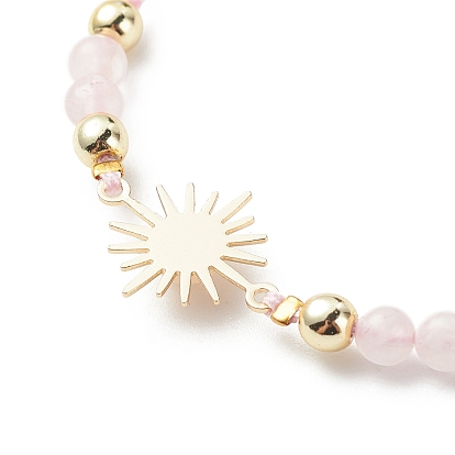 Bracelet à maillons solaires en pierres précieuses naturelles avec perles d'hématite synthétique pour femme