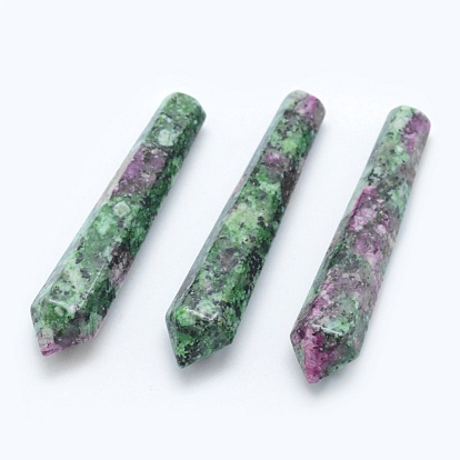 Natural Ruby in Zoisite Pointed Beads, Healing Stones, Reiki Energy Balancing Meditation Therapy Wand, Bullet, Undrilled/No Hole Beads
