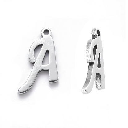 201 Stainless Steel Charms, Laser Cut, Alphabet