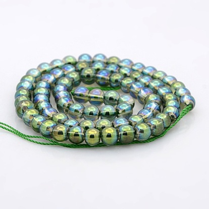 Full Rainbow Plated Glass Round Beads Strands