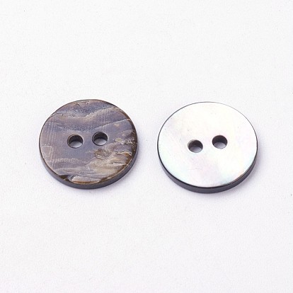 2 botones de concha -hole, plano y redondo