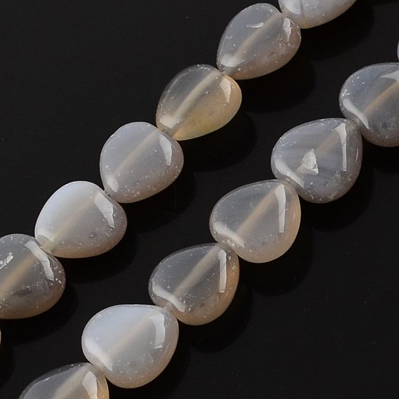 Natural Grey Agate Bead Strands, Heart