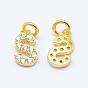 Brass Micro Pave Grade AAA Cubic Zirconia Charms, Letter S, Cadmium Free & Nickel Free & Lead Free