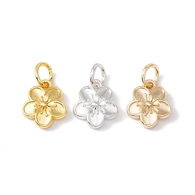 Rack Plating Alloy Charms, with Jump Rings, Long-Lasting Plated, Cadmium Free & Lead Free, Flower Charms