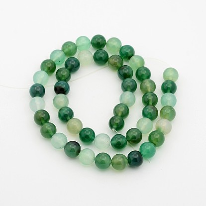Naturel onyx vert agate teints brins de perles rondes