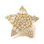 Rack Plating Brass Micro Pave Clear Cubic Zirconia Twister Clasps, Cadmium Free & Lead Free, Long-Lasting Plated, Star