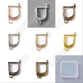 CHGCRAFT 32Pcs 8 Colors Brass Hoop Earring Findings with Latch Back Closure, with Horizontal Loops