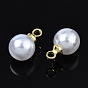 Colgantes de perlas de imitación de plástico abs, con fornituras de latón, rondo