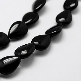 Natural Black Onyx Beads Strands, Dyed & Heated, Drop