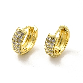 Clear Cubic Zirconia Hoop Earrings, Brass Jewelry for Women