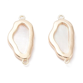Natural Shell Connector Charms, Egg Links with Rack Plating Brass Findings, Long-Lasting Plated