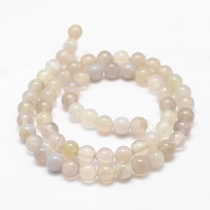 Agate à rayures naturelles / brins de perles d'agate, ronde, Grade a