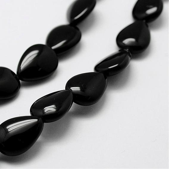 Brins de perles d'onyx noir naturel, teints et chauffée, goutte 