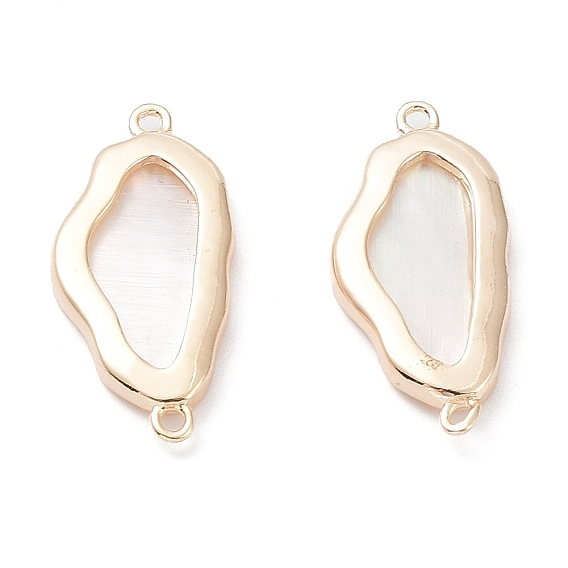 Natural Shell Connector Charms, Egg Links with Rack Plating Brass Findings, Long-Lasting Plated