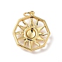 Rack Plating Brass Pendants, with Jump Ring, Cadmium Free & Nickel Free & Lead Free, Octagon with Sun