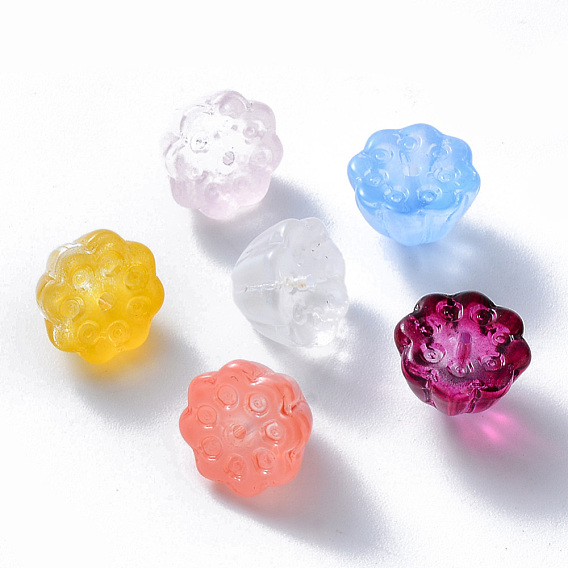 Transparent Glass Beads, Mixed Style, Lotus Pod