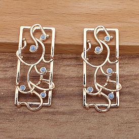 Light Gold Alloy with Enamel Filigree Joiners Connector, Vines Wrapped Rectangle