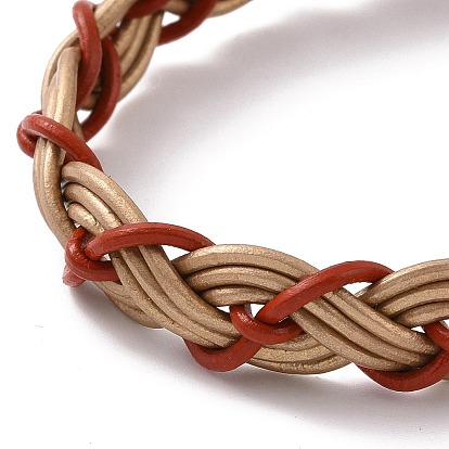 Cowhide Leather Braided Weave Cord Bracelets with Brass Clasp for Women