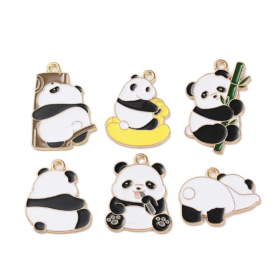 Plateados de oro colgantes de esmalte de aleación, encanto de panda