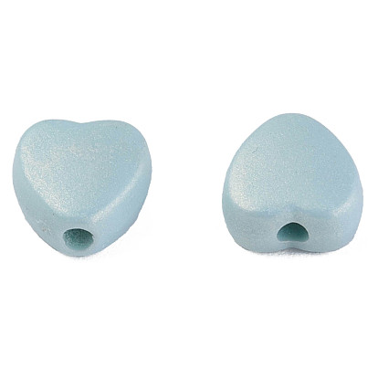 Spray Painted Acrylic Beads, Rubberized Style, Heart