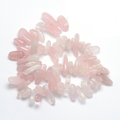 Natural Rose Quartz Beads Strands, Nuggets, 9~22x4~10mm, Hole: 1mm, about 15.7 inch