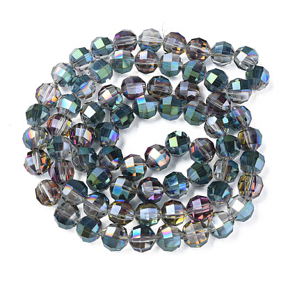 Transparent Electroplate Glass Beads Strands, Faceted Round