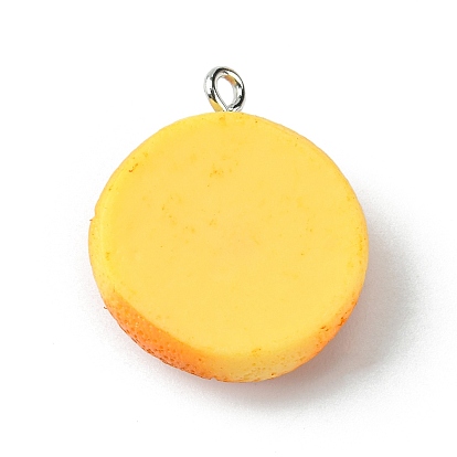 Opaque Resin Imitation Food Pendants, Bread Charms, with Platinum Tone Iron Loops