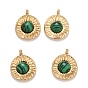 Gemstone Charms, Ion Plating(IP) 304 Stainless Steel Settings, Real 18K Gold Plated, Flat Round