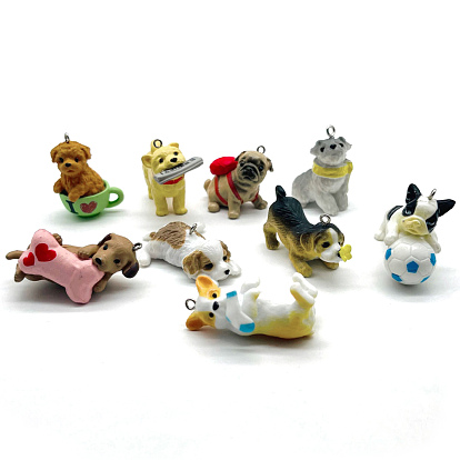 PVC Plastic Cartoon Pendants, with Platinum Tone Iron Loops, for DIY Keychain Making, Dog Charms