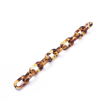 Chaînes de câble en acrylique à la main, ovale, motif imprimé léopard, pour la fabrication de bijoux