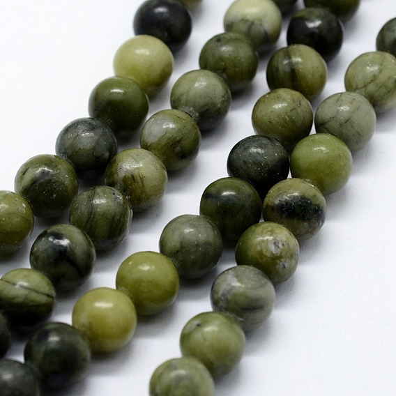 Jade de xinyi naturel / brins de perles de jade du sud de la Chine, ronde