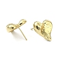 Rack Plating Brass Heart Stud Earrings for Valentine's Day, Lead Free & Cadmium Free