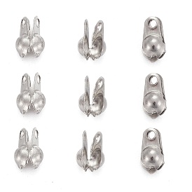 Ion Plating(IP) 304 Stainless Steel Smooth Surface Bead Tips, Calotte Ends, Clamshell Knot Cover6.5x4x2.5mm, Hole: 1mm, Inner Diameter: 2mm