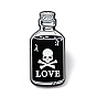 Word Love Enamel Pin, Bottle with Skeleton Alloy Brooch for Backpack Clothes, Electrophoresis Black