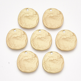 Smooth Surface Alloy Pendants, Hammered, Flat Round