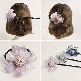Fabricant de chignon floral polyvalent - accessoire de cheveux de bandeau de fleurs moelleuses pour fille paresseuse.