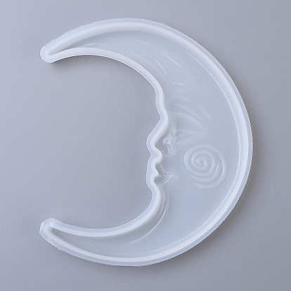 Moules en silicone miroir en forme de lune, pour les moules de moulage de résine de miroir mural, fabrication artisanale de résine uv et de résine époxy